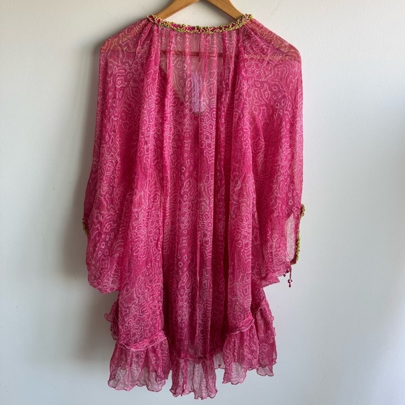 NWT Poupette St Barth Silk Pink Sea Water Poncho Nava Size OS - Picture 4 of 9